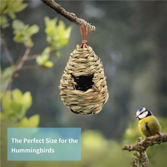 Gute Hummingbird Houses for Outside Hanging, Natural Grass Hanging Bird Hut - Picture 6 of 7